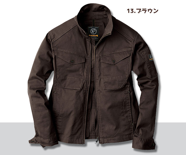 ERX207　ミニヘリンボンストレッチブルゾン　ブラウン