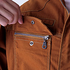 SR7007　フレイムレジスタントブルゾン　フラップ付き胸ポケット　右胸のみ隠しファスナーポケット