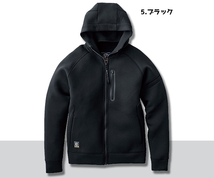 TR208　ダブルニットフーディ　ブラック