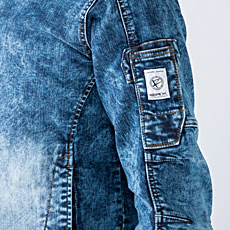 USD807　ストレッチパウダーデニムブルゾン　左袖ペン差し